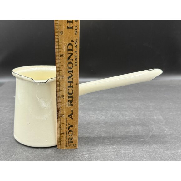 Chaiwalla Off White Enamel Coffee Pot Enamelware Butter Syrup Turkish Coffee - Picture 7 of 8